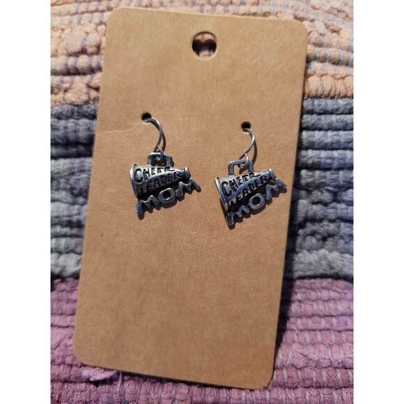 (3 for $15)~JoMa~ Silvertone Cheer Leader Mom Dangle Earrings- NWT - Picture 1 of 4